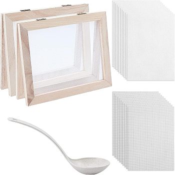 Wooden Paper Making, Papermaking Mould Frame, Screen Tools, for DIY Paper Craft, Mixed Color, 25x19x2.1cm, 13pcs/set