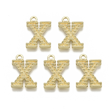 Alloy Pendants, Cadmium Free & Nickel Free & Lead Free, Initial Letter, Real 18K Gold Plated, Initial Letter.X, 21x14.5x2mm, Hole: 2mm
