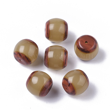 14mm DarkKhaki Barrel Resin Beads