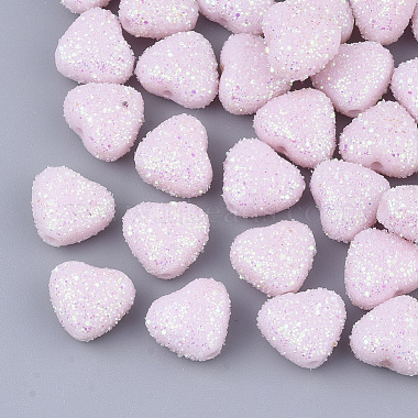 10mm Pink Heart Acrylic Beads