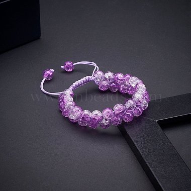 Sparkling Round Glass Braided Bead Bracelet(BJEW-SW00082-07)-5