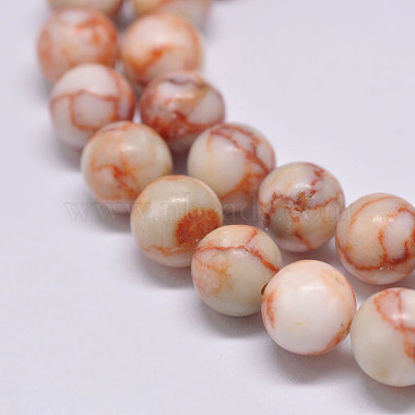 8mm Orange Round Netstone Beads