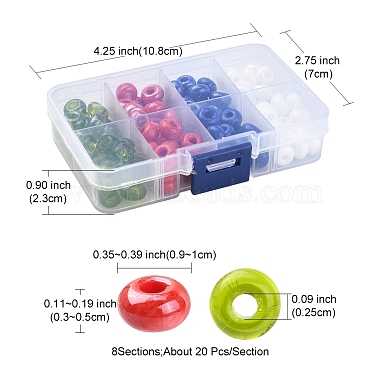 Cuentas redondas de vidrio de colores opacos y transparentes de 160 Uds. 8 estilos(SEED-YW0002-05)-4