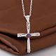 Silver Color Plated Brass Cubic Zirconia Cross Pendant Necklaces(NJEW-BB09493)-5