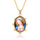Religion Theme Resin Oval with Rhinestone Pendant Necklace(WG77343-04)-1