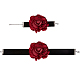 Gothic Cloth Flower Cord Bracelet & Choker Necklace(NJEW-CP0001-04B)-1