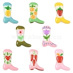8Pcs 8 Colors Boot Painted Glass Beads Enamel Beads, Mixed Shapes, Mixed Color, 23x16.5~17x7.5~8.5mm, Hole: 0.8~1.2mm, 1pc/color(LAMP-FS0001-62)