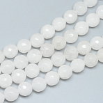 Natural White Jade Beads Strands, Faceted, Round, White, 8mm, Hole: 1mm, about 45~47pcs/strand, 14.4~15.2 inch(X-G-R346-8mm-08)