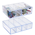 2Pcs 4 Grids Transparent Acrylic Storage Drawer Minifigures Display Case, Rectangle, Clear, 6.5x17.5x24.8cm(ODIS-WH0079-057)