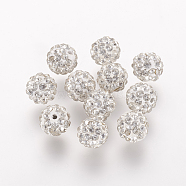 Polymer Clay Rhinestone Beads, Grade A, Round, Pave Disco Ball Beads, Crystal, 8x7.5mm, Hole: 1mm(X-RB-K050-8mm-C13)