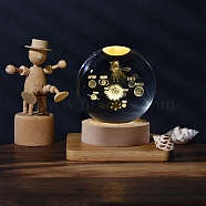 Glass Crystal Ball, with Base Stand Holder, Astronaut, Human, 50~60mm(DJEW-PW0012-047A-05)