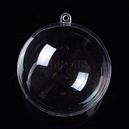 Openable Transparent Plastic Pendants, Fillable Plastic Bauble Christmas Ornament, Round, Clear, 8.9x8cm, Hole: 4mm, Inner Size: 7.8cm(CON-K007-06I)