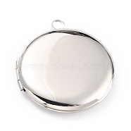 316 Stainless Steel Locket Pendants, Photo Frame Charms for Necklaces, Manual Polishing, Flat Round, Stainless Steel Color, 31x27.5x5.5mm, Hole: 2.2mm, Inner Diameter: 20mm(STAS-L258-003P)
