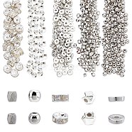 3140Pcs 5 Style CCB Plastic Spacer Beads, Iron Grade B Rhinestone Spacer Beads, Bead Sets, Mixed Shape, Platinum & Silver, 3~6x3~5x1.5~3.5mm, Hole:1~2mm, 3140pcs(FIND-SC0002-06)