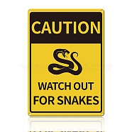 UV Protected & Waterproof Aluminum Warning Signs, CAUTION WATCH OUT FOR SNAKES, Yellow, 30x25cm(AJEW-WH0111-H14)