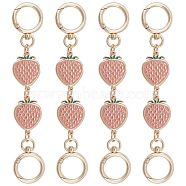 Alloy Enamel Strawberry Link Purse Strap Extenders, with Spring Gate Clasp, Light Gold, Pink, 16cm(PURS-WH0005-33KCG)