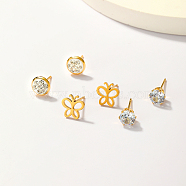 Elegant Set of 3 Pairs of Fashionable and Versatile Gold Plated Earrings, Mixed Shapes(MJ2639)