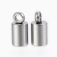 201 Stainless Steel Cord Ends, End Caps, Column, Stainless Steel Color, 8x4mm, Hole: 1.5mm, Inner Diameter: 3mm(X-STAS-H410-20P-I)