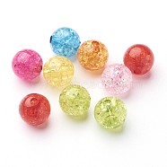 Transparent Crackle Acrylic Beads, Round, Mixed Color, 10mm, Hole: 2mm(X-CACR-R008-10mm-M)