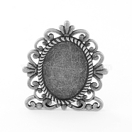 Tibetan Style Alloy Mirror Cabochon Settings, Cadmium Free & Lead Free, Antique Silver, Tray: 26x38mm, 57x49x3mm, about 50pcs/1000g(TIBEP-S293-081AS-LF)