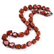 Natural Red Jasper Nuggets Beaded Necklaces for Women Men, 20.08~21.26 inch(51~54cm)(NJEW-K388-01L)