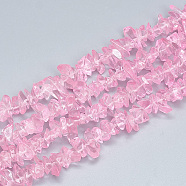 Baking Painted Glass Beads Strands, Chip, Pearl Pink, 5~11x3~9x1~9mm, Hole: 1mm, about 200~300pcs/strand, 33.8 inch(G-S313-10)