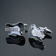 Brass Musical Instruments Cufflinks, for Apparel Accessories, Platinum, 10mm(MUSI-PW0001-01A)