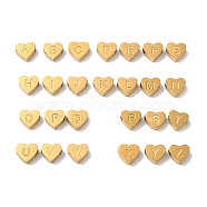 Ion Plating(IP) 304 Stainless Steel Beads, Golden, Heart with Letter, Letter A~Z, 5.5x6.5x3mm, Hole: 1.6mm, 26pcs/set(STAS-C081-05G)