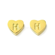 Ion Plating(IP) 316L Surgical Stainless Steel Beads, Nickel Free, Love Heart with Letter Bead, Real 18K Gold Plated, Letter H, 5.5x6.5x2.5mm, Hole: 1.4mm(STAS-R230-01H-G-1)