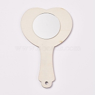 Unfinished Wooden Handheld Mirror, Mini Wooden Mirror for Kids DIY Handmade Craft, Heart Shape, Linen, 135x85x4mm, Hole: 5mm(MJEW-WH0001-04)