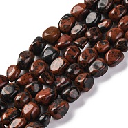 Natural Mahogany Obsidian Beads Strands, Nuggets, Tumbled Stone, 7~12x6~8x5~7mm, Hole: 1mm, about 43~44pcs/strand, 15.47~15.63''(39.3~39.7cm)(G-G146-A30-01)