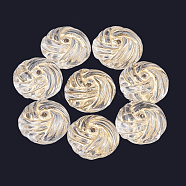 Plating Acrylic Beads, Metal Enlaced, Flat Round, Clear, 13x7mm, Hole: 1mm, about 600pcs/500g(PACR-N001-01)