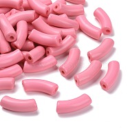 Opaque Acrylic Beads, Curved Tube, Pink, 34.5x13x11mm, Hole: 3.5mm(X1-SACR-S677-025)