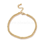 Vacuum Plating 201 Stainless Steel Round Beaded Bracelet for Women, Golden, 7-1/8 inch(18cm)(STAS-D179-03G-02)