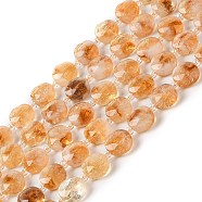 Natural Citrine Bead Strands, Faceted, Flat Round, 10~10.5x10.5~11x5.5~6mm, Hole: 1mm, about 29pcs/strand, 14.76 inch(37.5cm)(G-C116-A01-01)