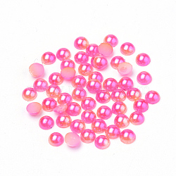 Imitation Pearl Acrylic Cabochons, Dome, Deep Pink, 6x3mm, about 5000pcs/bag(OACR-R063-6mm-04)