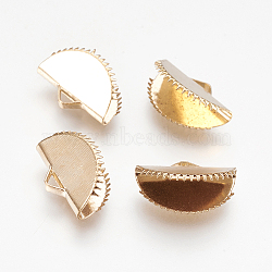 Iron Ribbon Crimp Ends, Fan, Light Gold, 10x15mm, Hole: 1.5x3mm(X-IFIN-I026-02LG-B)