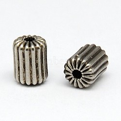 Tarnish Resistant 304 Stainless Steel Corrugated Beads, Column, 8x5mm, Hole: 1mm(STAS-I008-03)