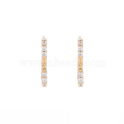 Brass Micro Pave Clear Cubic Zirconia Stud Earring Findings, for Half Drilled Beads, Nickel Free, Open Rectangle, Real 18K Gold Plated, 17x1.5mm, Pin: 0.6mm, pin: 0.6mm(for half drilled beads)(KK-S364-128)