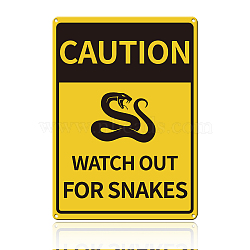 UV Protected & Waterproof Aluminum Warning Signs, CAUTION WATCH OUT FOR SNAKES, Yellow, 30x25cm(AJEW-WH0111-H14)