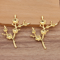 Alloy Tray Cabochon Settings, Branch, Golden, Fit for 4~5mm Bead, 43x52mm(PW-WG61222-02)