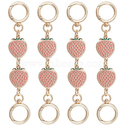 Alloy Enamel Strawberry Link Purse Strap Extenders, with Spring Gate Clasp, Light Gold, Pink, 16cm(PURS-WH0005-33KCG)