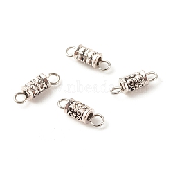 Tibetan Style Alloy Connector Charms, with 304 Stainless Steel Loops, Column, Antique Silver & Stainless Steel Color, 14.5x4.5mm, Hole: 2mm(PALLOY-JF01362-04)