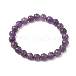 Natural Amethyst Beaded Stretch Bracelets for Women Men, Round, Inner Diameter: 2-1/8 inch(5.5cm)(BJEW-JB11099)