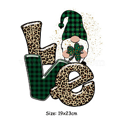 Saint Patrick's Day Theme PET Sublimation Stickers, Heat Transfer Film, Iron on Vinyls, for Clothes Decoration, Word, 230x190mm(PW-WG34539-14)