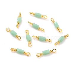 Eco-Friendly Electroplated Glass Links Connectors, with Golden Brass Findings, Cadmium Free & Lead Free, Faceted, Polygon, Aquamarine, 14x2.5mm, Hole: 1.5mm(KK-K260-04G-13-RS)