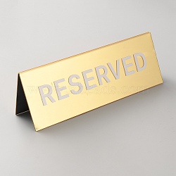 Acrylic Reserved Table Signs, Tent Signs, for Restaurant, Bar, Gold, 150x52x50mm(AJEW-WH0596-092A)