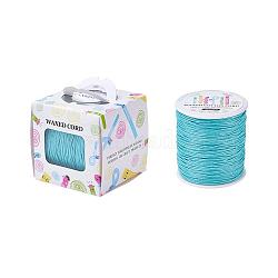 Waxed Cotton Cords, Light Sky Blue, 1mm, about 100yards/roll(91.44m/roll), 300 feet/roll(YC-JP0001-1.0mm-189)