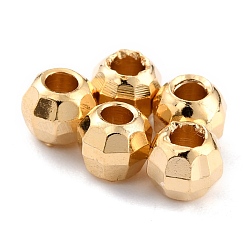 Brass Spacer Beads, Long-Lasting Plated, Faceted Round, Real 24K Gold Plated, 3.5mm, Hole: 1.5mm(KK-O133-013C-G)