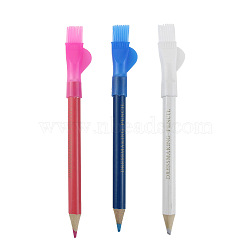 Professional Tailors Chalk Pen with Brush, Tailor's Fabric Marker Chalk, Sewing Tool, Mixed Color, 88mm, 3 colors, 1pc/color, 3pcs/set(PW-WG47417-01)